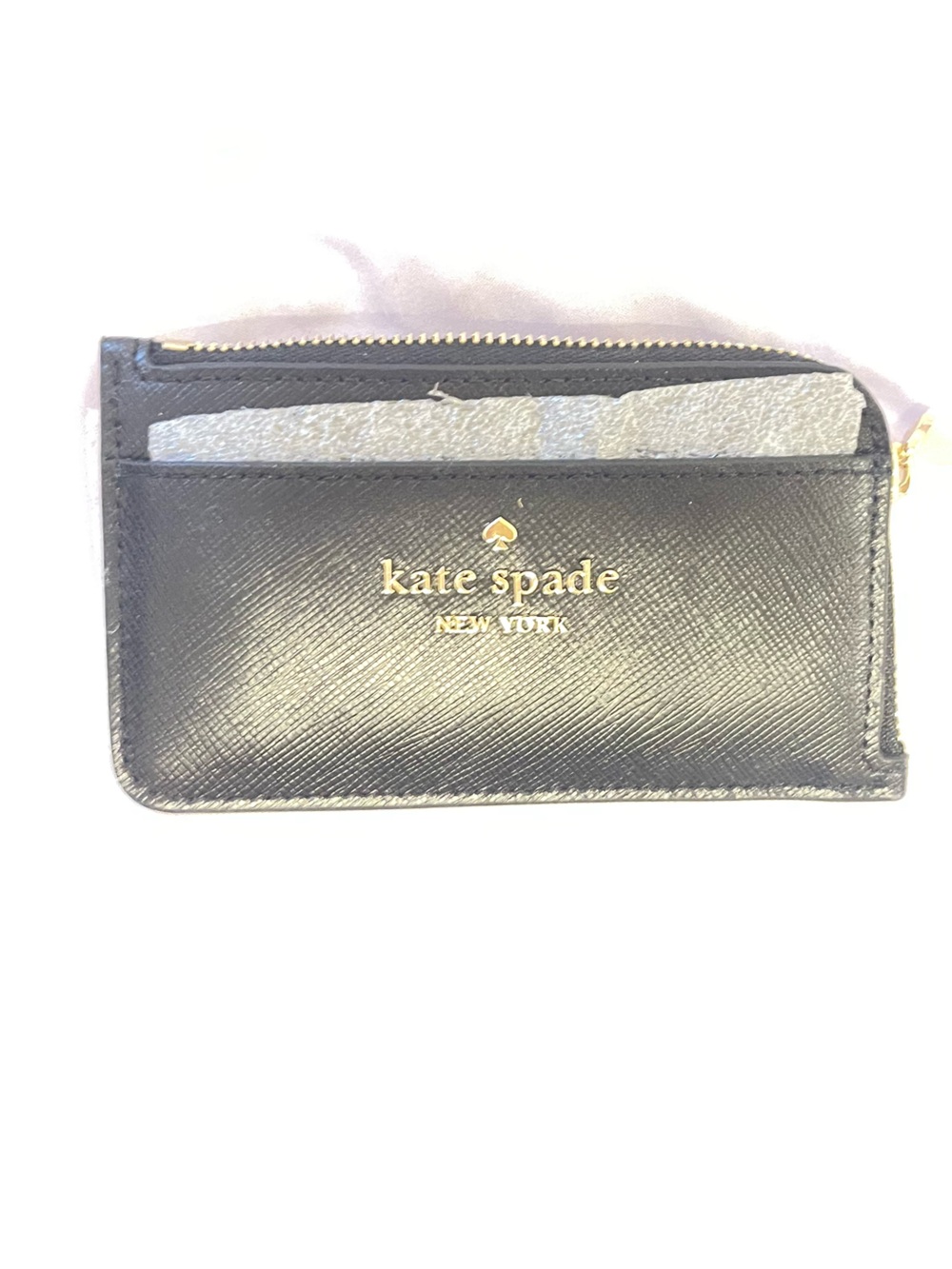 kate spade Navy Saffiano Leather Zip Card Case